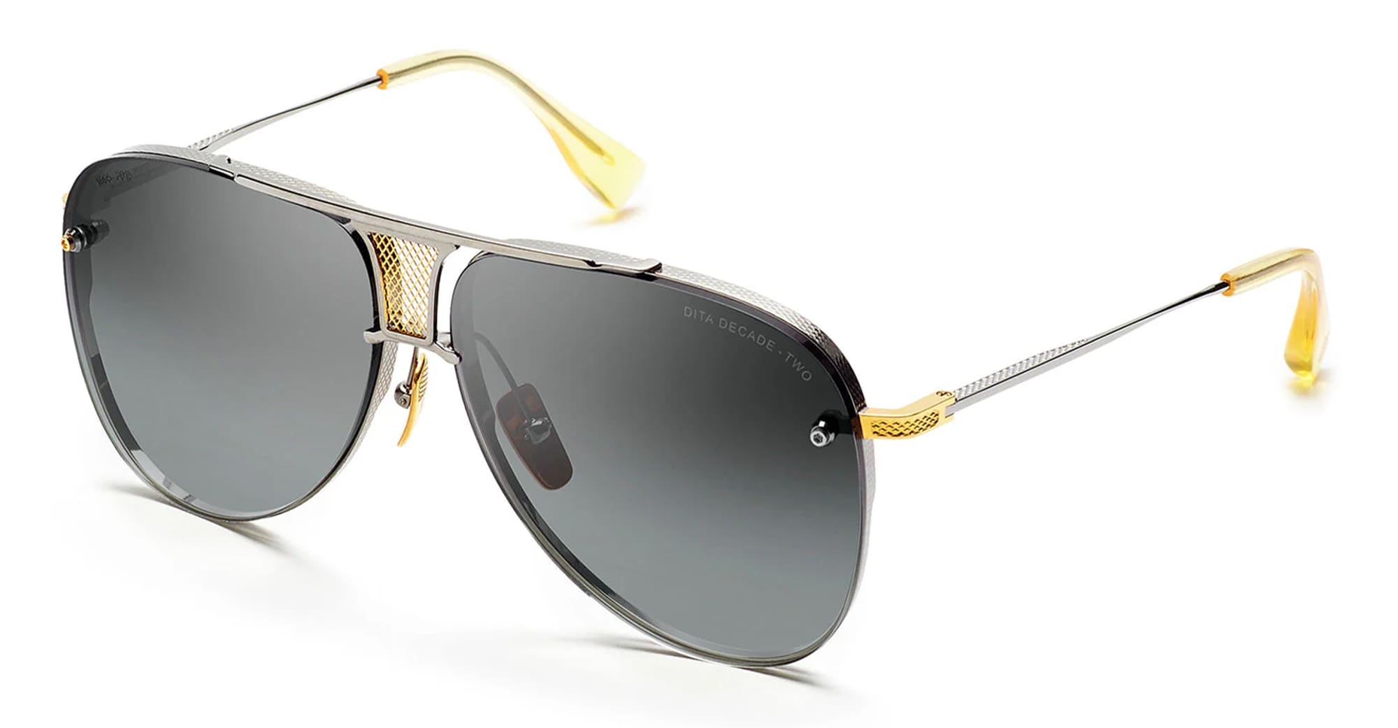 Ottica Mondello Roma - DITA - DRX-2082-A-SLV-GLD-62-Z - DECADE-TWO - BLACK PALLADIUM / YELLOW GOLD - Titanium - shape Aviator - silver, gold - EYEWEAR - SUNGLASSES - Unisex,Uomo,Donna,Women,Men - lens Gradient grey - Made In Japan