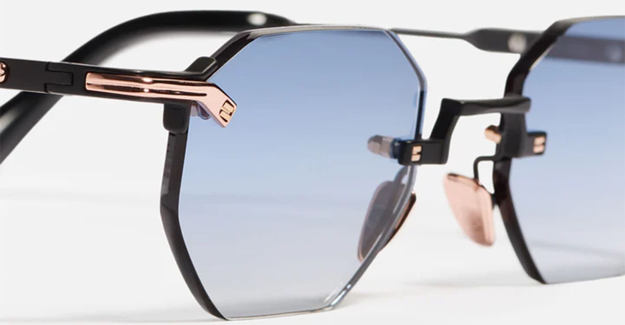 Ottica Mondello Roma - John Dalia - CURTIS-C303 - CURTIS - C303 Carbon Effect - stainless steel - shape Hexagonal - Black - EYEWEAR - SUNGLASSES - Unisex,Uomo,Donna,Women,Men - lens Gradient blue - Made In France
