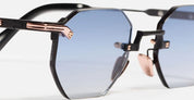 Ottica Mondello Roma - John Dalia - CURTIS-C303 - CURTIS - C303 Carbon Effect - stainless steel - shape Hexagonal - Black - EYEWEAR - SUNGLASSES - Unisex,Uomo,Donna,Women,Men - lens Gradient blue - Made In France