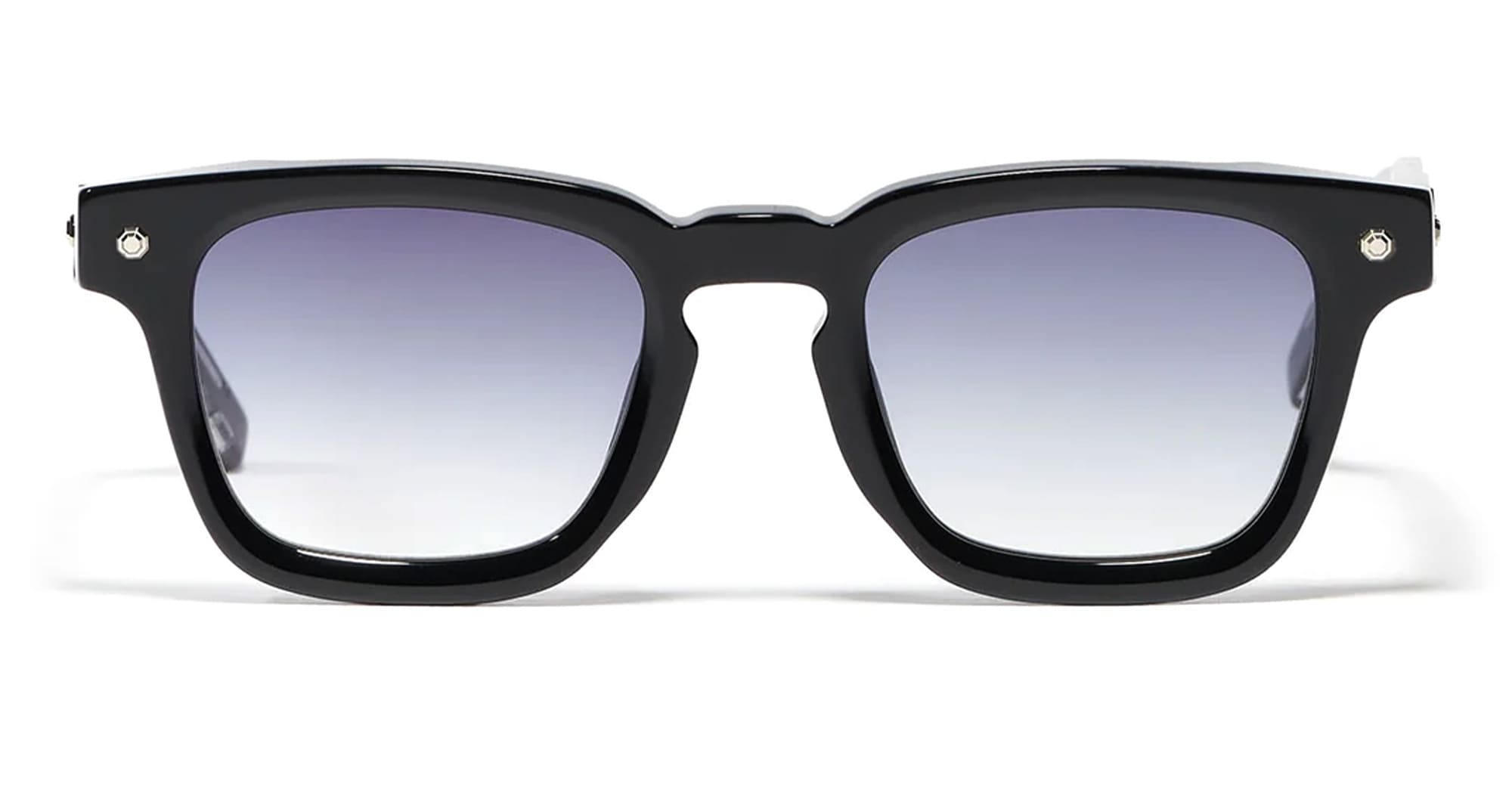  Silver Plate - Acetate - shape Squared - black, silver - EYEWEAR - SUNGLASSES - Unisex,Uomo,Donna,Women,Men - lens Gradient blue - Made In France