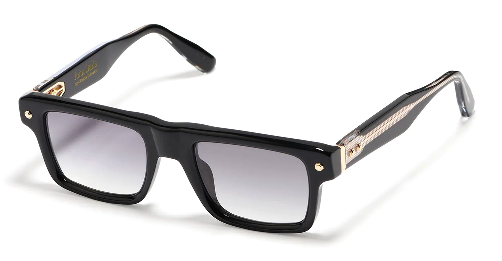 Ottica Mondello Roma - John Dalia - P18-C600-51 - PROJECT 18 (51) -  C600 Shiny Black / Yellow Gold - Acetate - shape Squared - Black, gold - EYEWEAR - SUNGLASSES - Unisex,Uomo,Donna,Women,Men - lens Grey - Made In France