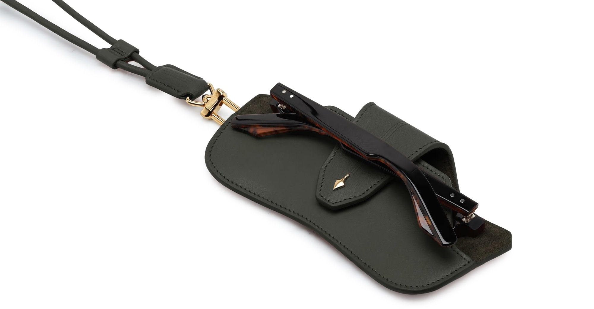 Ottica Mondello Roma - Jacques Marie Mage - JMMHTC-A21 - JMM EYEWEAR CASE - HUNTER - AGAVE - Leather - shape Eyewear case - Black - ACCESSORI - ACCESSORIES - Unisex,Uomo,Donna,Women,Men - lens  - Made In Italy