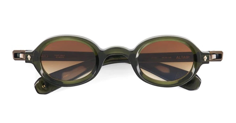  Brushed Bronze - Acetate - shape Oval - green - EYEWEAR - SUNGLASSES - Unisex,Uomo,Donna,Women,Men - lens Gradient brown - Made In Japan