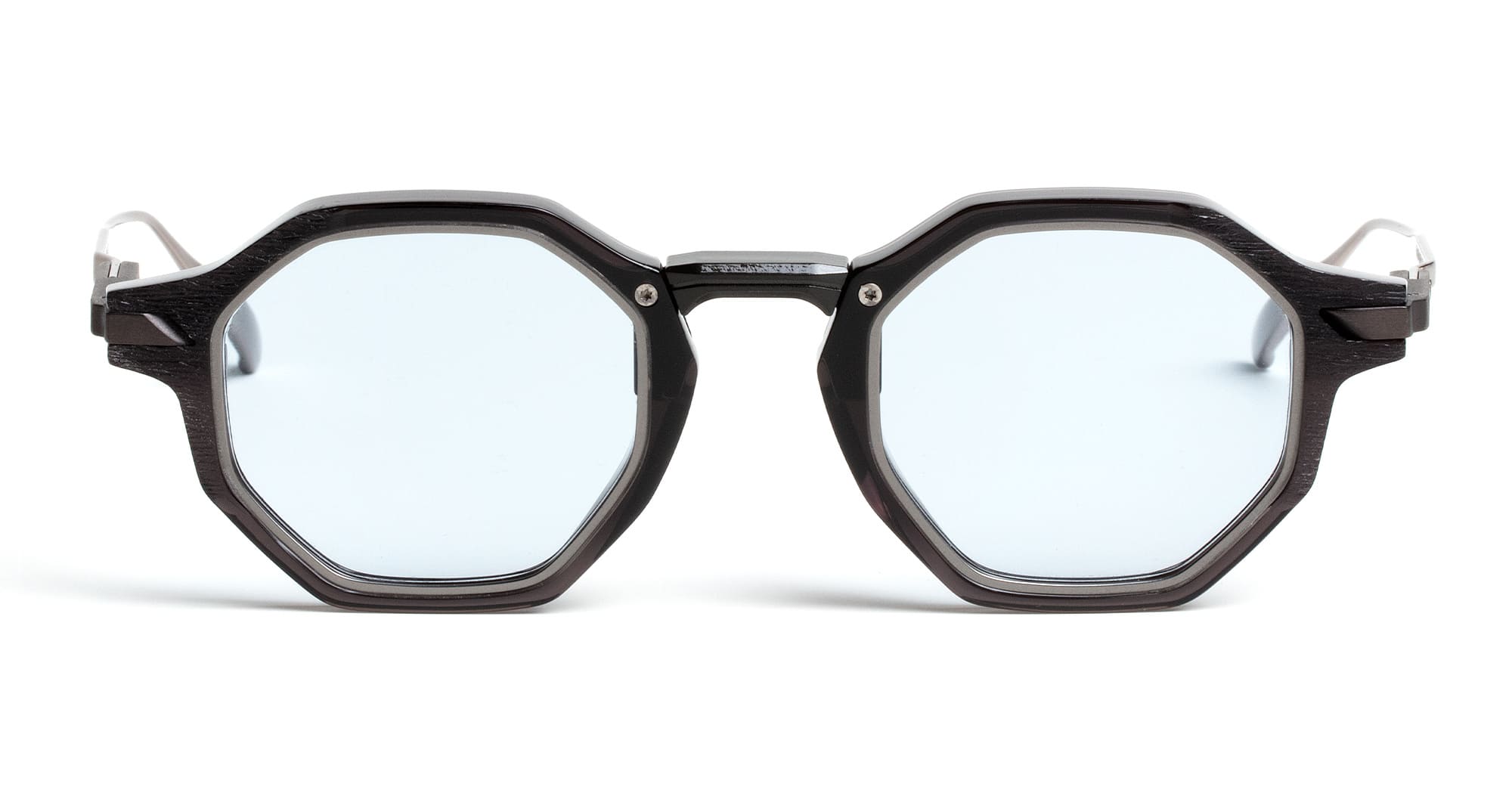 Ottica Mondello Roma - Movitra - CLIMAX 04-C2 S - Climax 04 - C2 Crystal Black / Light Blue Lens - Acetate, metal - shape Octagonal - Black - EYEWEAR - SUNGLASSES - Uomo,Men - lens light blue - Made In Italy