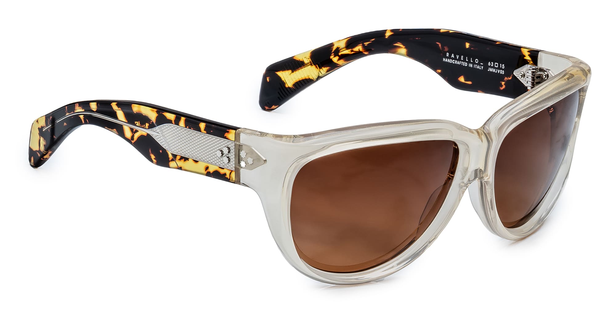 Ottica Mondello Roma - Jacques Marie Mage - JMMJV-03 - RAVELLO - DUN - Acetate - shape Round - black, beige, tortoise - EYEWEAR - SUNGLASSES - Unisex,Uomo,Donna,Women,Men - lens orange - Made In Italy
