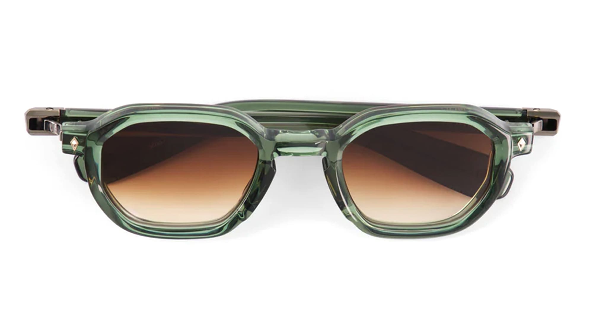 Ottica Mondello Roma - Sato - Menkar-GC-AG-1 - MENKAR - GREEN CRYSTAL / ANTIQUE GOLD - Acetate - shape Squared - green - EYEWEAR - SUNGLASSES - Unisex,Uomo,Donna,Women,Men - lens Gradient brown - Made In Japan