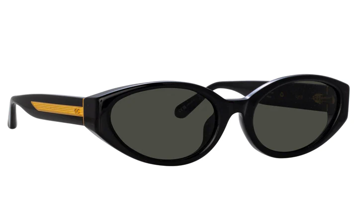  YELLOW GOLD - Acetate - shape Oval - Black - EYEWEAR - SUNGLASSES - Donna,Women - lens Grey - Made In Japan