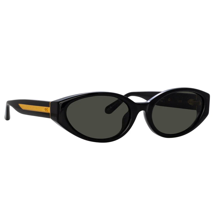 Ottica Mondello Roma - LINDA FARROW - LFL1540C1SUN - LYRA - BLACK / YELLOW GOLD - Acetate - shape Oval - Black - EYEWEAR - SUNGLASSES - Donna,Women - lens Grey - Made In Japan
