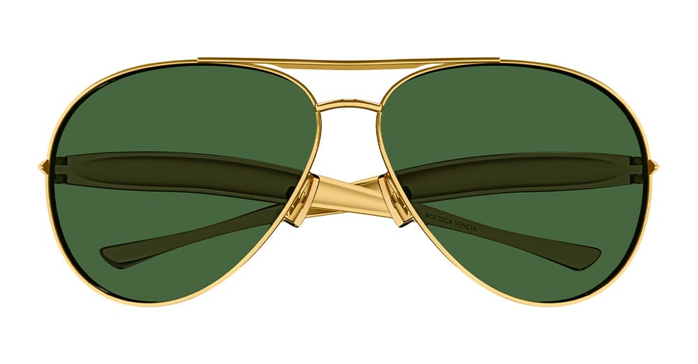 Ottica Mondello Roma - Bottega Veneta - BV1305S-001 - BV1305S-001 - GOLD / GREEN LENS - Metal - shape Aviator - Gold - EYEWEAR - SUNGLASSES - Unisex,Uomo,Donna,Women,Men - lens Green - Made In Italy