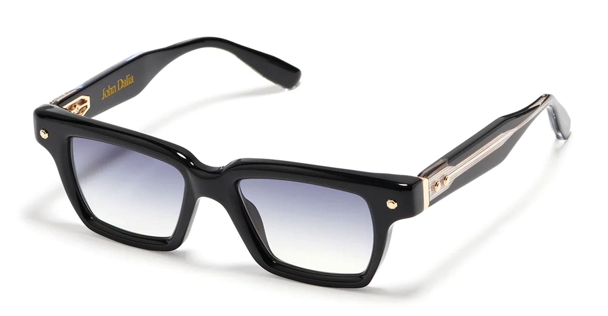  Silver Plated - Acetate - shape Squared - black, silver - EYEWEAR - SUNGLASSES - Unisex,Uomo,Donna,Women,Men - lens Gradient grey - Made In France