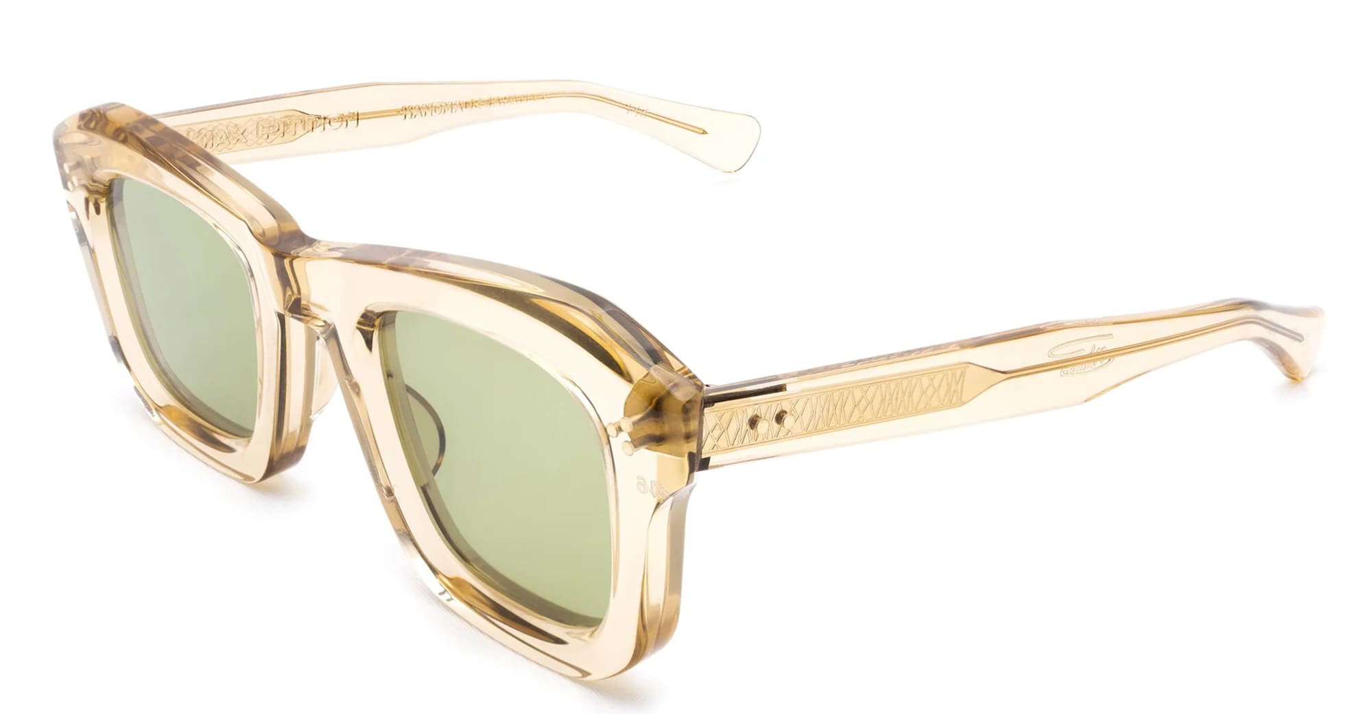 Ottica Mondello Roma - Max Pittion - MXPL-012G - MONSTRE - DUSTY CHAMPAGNE / GREEN LENS - Acetate - shape Squared - Champagne - EYEWEAR - SUNGLASSES - Unisex,Uomo,Donna,Women,Men - lens Green - Made In Japan
