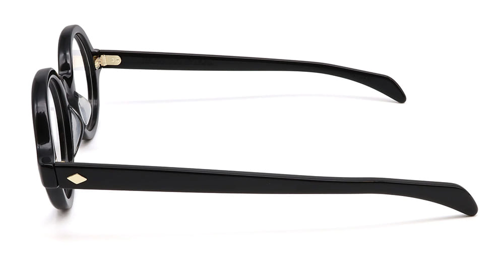 Ottica Mondello Roma - Julius Tart - JTPL-035A-Rivet - ROUND-EYE - BLACK RX - Acetate - shape Round - Black - EYEWEAR - EYEGLASSES - Unisex,Uomo,Donna,Women,Men - lens Clear - Made In Japan