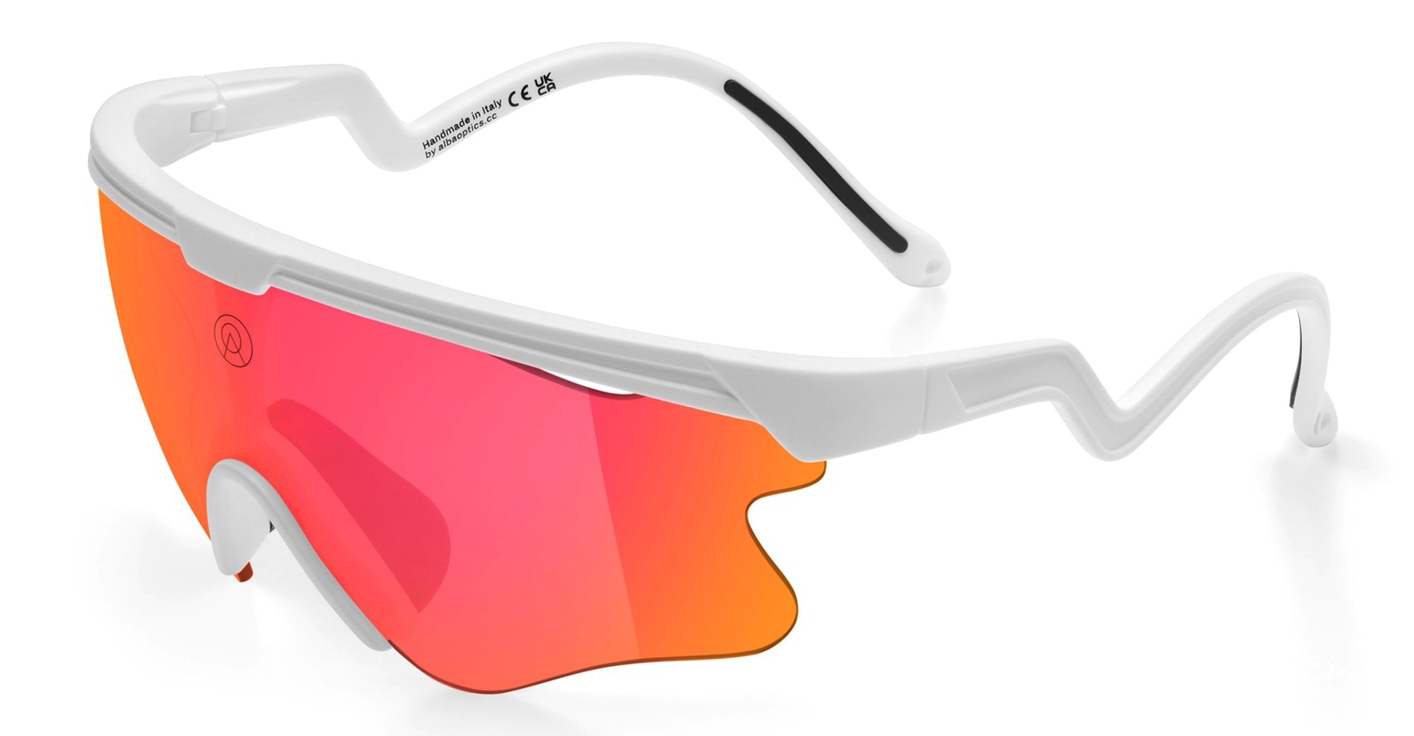 Ottica Mondello Roma - Alba Optics - 8050054518640 - DELTA LEI - WHITE / VZUM F-LENS FIRE - Tr90 - shape Mask - White - EYEWEAR - SUNGLASSES - Unisex,Uomo,Donna,Women,Men - lens red - Made In Italy