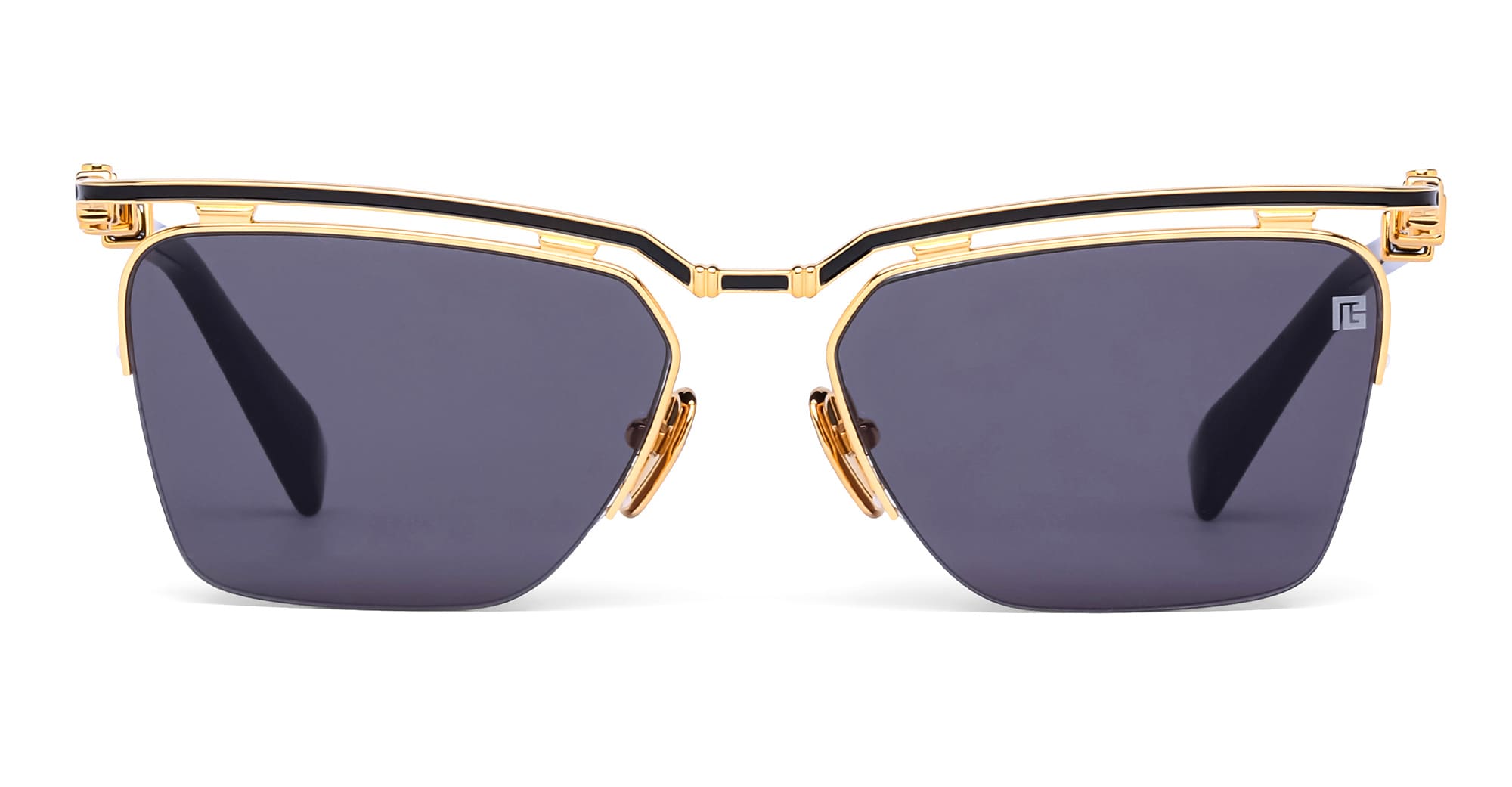 Ottica Mondello Roma - Balmain - BPS-190A-57 - TRIOMPHE II - 18K GOLD / BLACK - Acetate, titanium - shape Cat-eye - gold, black - EYEWEAR - SUNGLASSES - Unisex,Uomo,Donna,Women,Men - lens Grey - Made In Japan