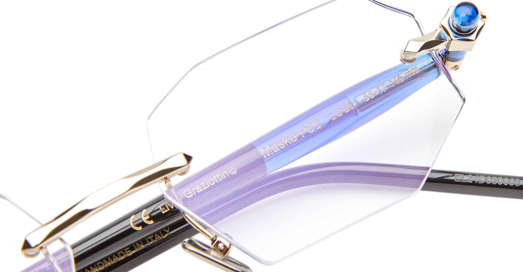 Ottica Mondello Roma - Kuboraum - KROP63LGBL0000OP - MASK P63 - LIGHT GOLD / BLUE RX - Acetate, metal - shape  - grey - EYEWEAR - EYEGLASSES - Uomo,Men - lens  - Made In Italy
