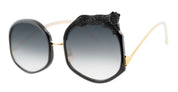 Ottica Mondello Roma - Anna-Karin Karlsson - S201-4802 - ROSE ET LE REVE - Black Crystal - Titanium - shape Octagonal - Black, gold - EYEWEAR - SUNGLASSES - Donna,Women - lens Gradient grey - Made In Japan