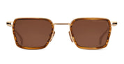 Ottica Mondello Roma - DITA - DTS483-A-02 - LINEAGE.70X - WHITE GOLD / HAZEL / BLACK IRON - titanium, acetate - shape Squared - Gold, brown - EYEWEAR - SUNGLASSES - Unisex,Uomo,Donna,Women,Men - lens Brown - Made In Japan