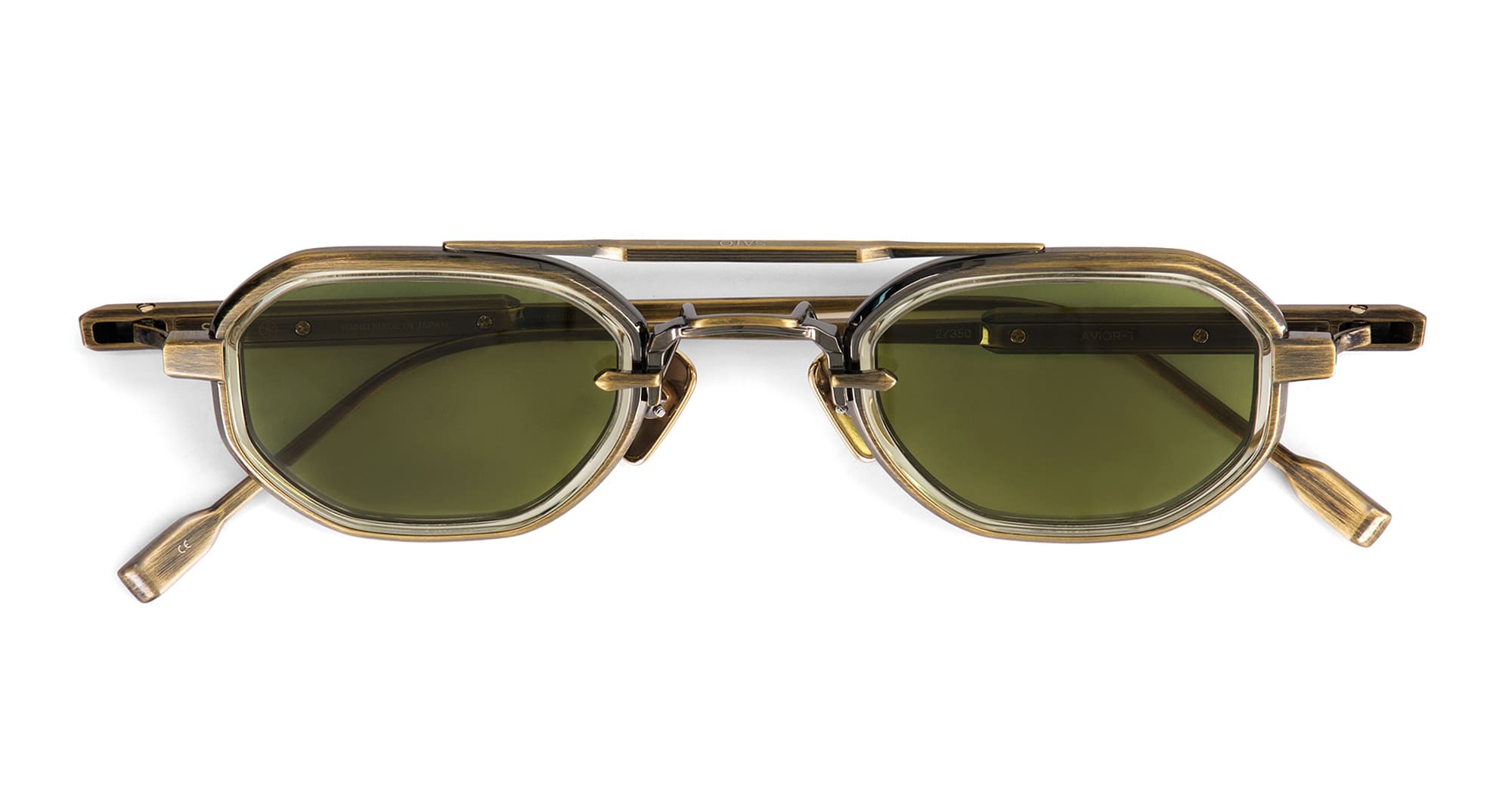 Ottica Mondello Roma - Sato - AVIOR-T-AG-1 - AVIOR - ANTIQUE GOLD / HONEY CRYSTAL - Titanium - shape Octagonal - antique gold - EYEWEAR - SUNGLASSES - Uomo,Men - lens Green - Made In Japan