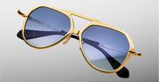 Ottica Mondello Roma - Jacques Marie Mage - JMMFW-L2 - MAXIME - MANHATTAN - Acetate, titanium - shape Navigator - gold, black - EYEWEAR - SUNGLASSES - Unisex,Uomo,Donna,Women,Men - lens Gradient blue - Made In Japan