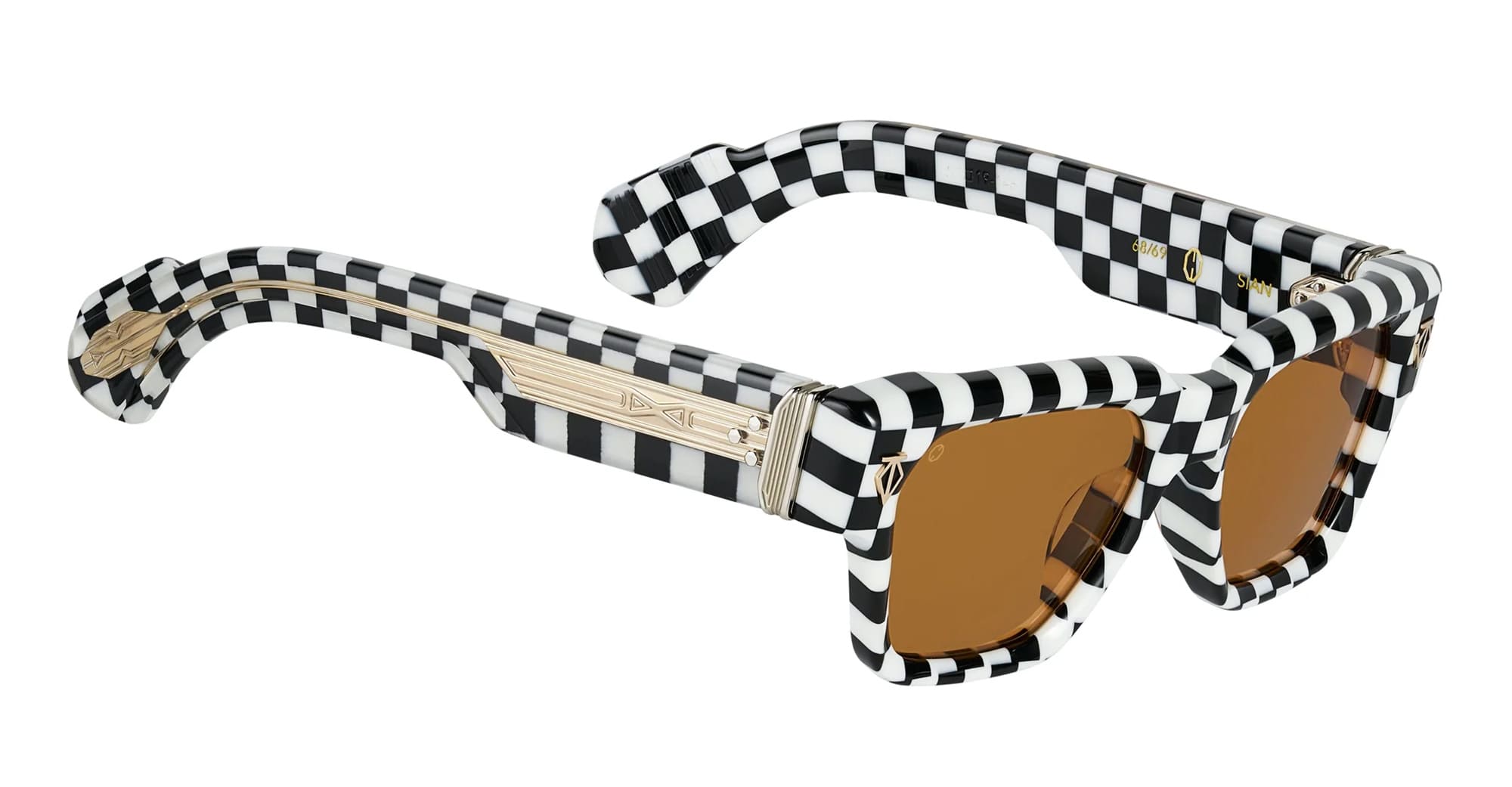 Ottica Mondello Roma - T HENRI - SIAF - SIAN - FINISHLINE - Acetate - shape Squared - black, white - EYEWEAR - SUNGLASSES - Unisex,Uomo,Donna,Women,Men - lens orange - Made In Japan