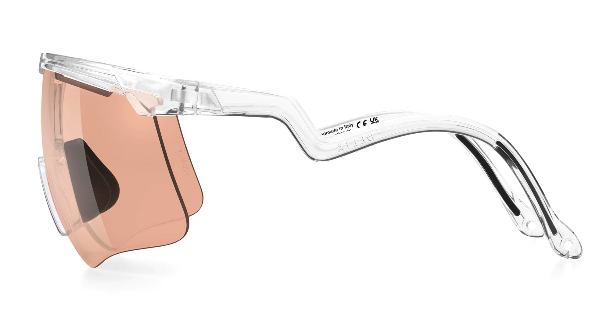Ottica Mondello Roma - Alba Optics - 8050054518657 - DELTA - CRYSTAL / VZUM SALMON - Tr90 - shape Mask - transparent - EYEWEAR - SUNGLASSES - Unisex,Uomo,Donna,Women,Men - lens Pink - Made In Italy