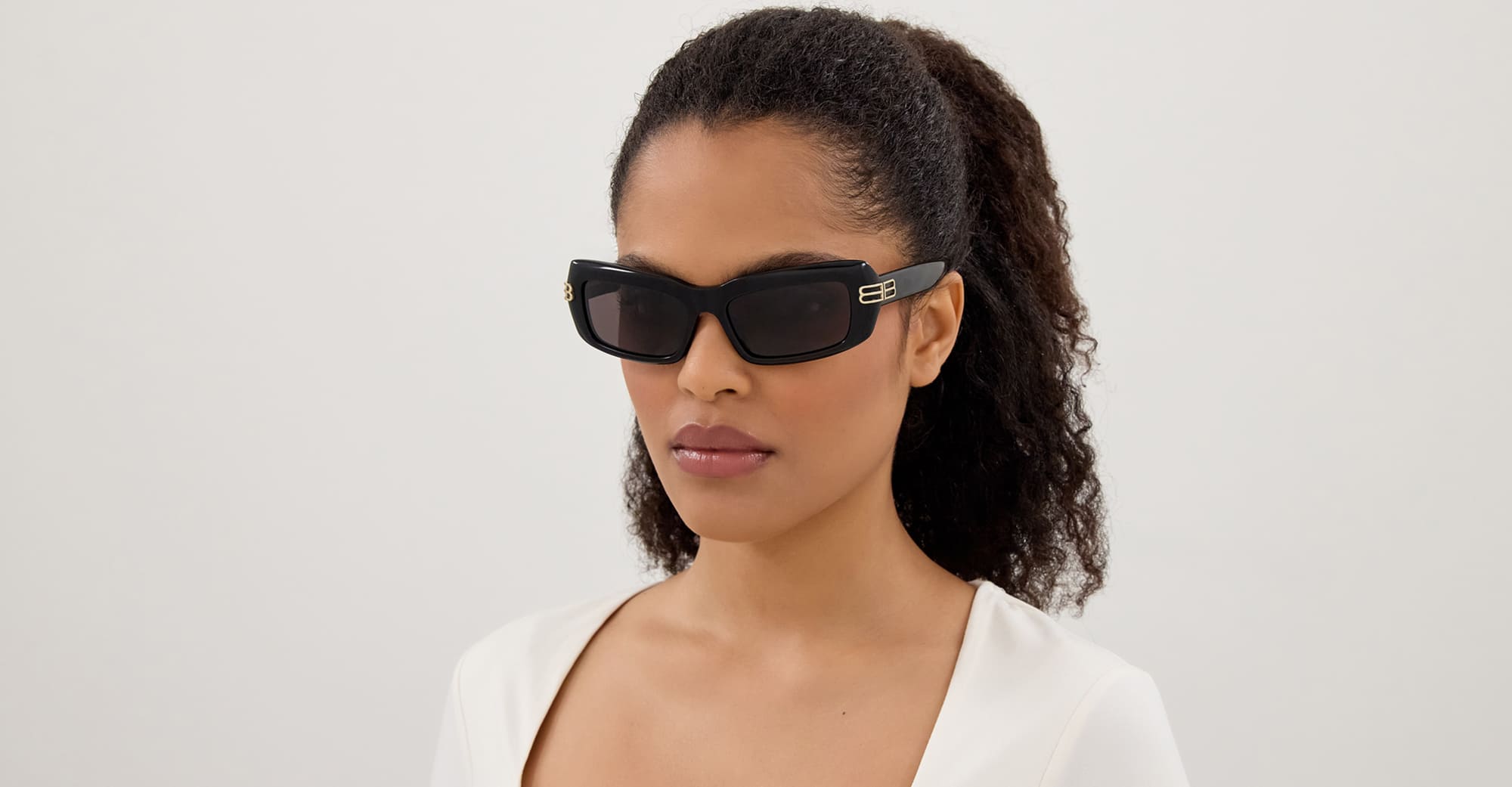 Ottica Mondello Roma - Balenciaga - BB0432S-001 - BB0432S-001 - BLACK - Recycled acetate - shape Rectangular - Black - EYEWEAR - SUNGLASSES - Donna,Women - lens Grey - Made In Japan