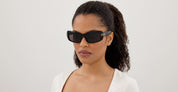 Ottica Mondello Roma - Balenciaga - BB0432S-001 - BB0432S-001 - BLACK - Recycled acetate - shape Rectangular - Black - EYEWEAR - SUNGLASSES - Donna,Women - lens Grey - Made In Japan