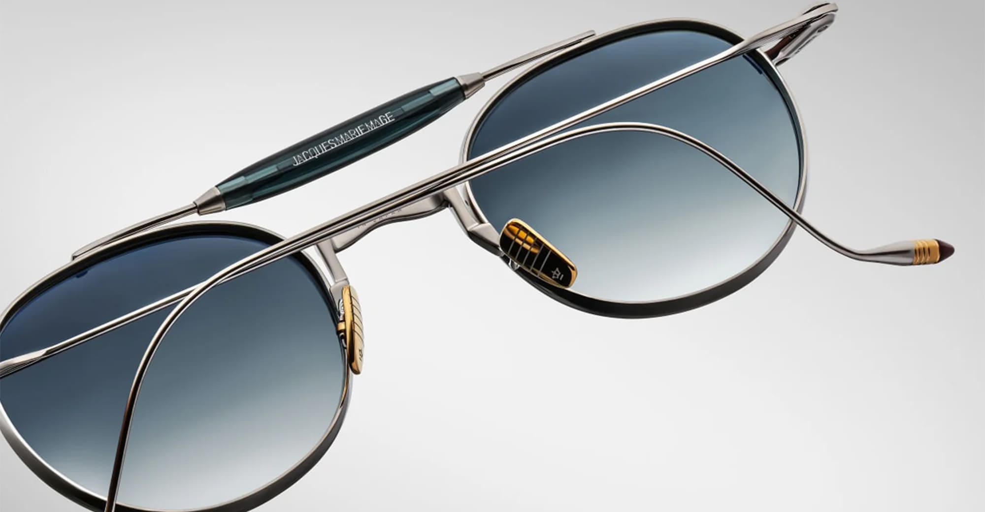 Ottica Mondello Roma - Jacques Marie Mage - JMMDS-17J - DASAN - ATLANTIC - Titanium - shape Aviator - Silver - EYEWEAR - SUNGLASSES - Unisex,Uomo,Donna,Women,Men - lens Gradient blue - Made In Japan