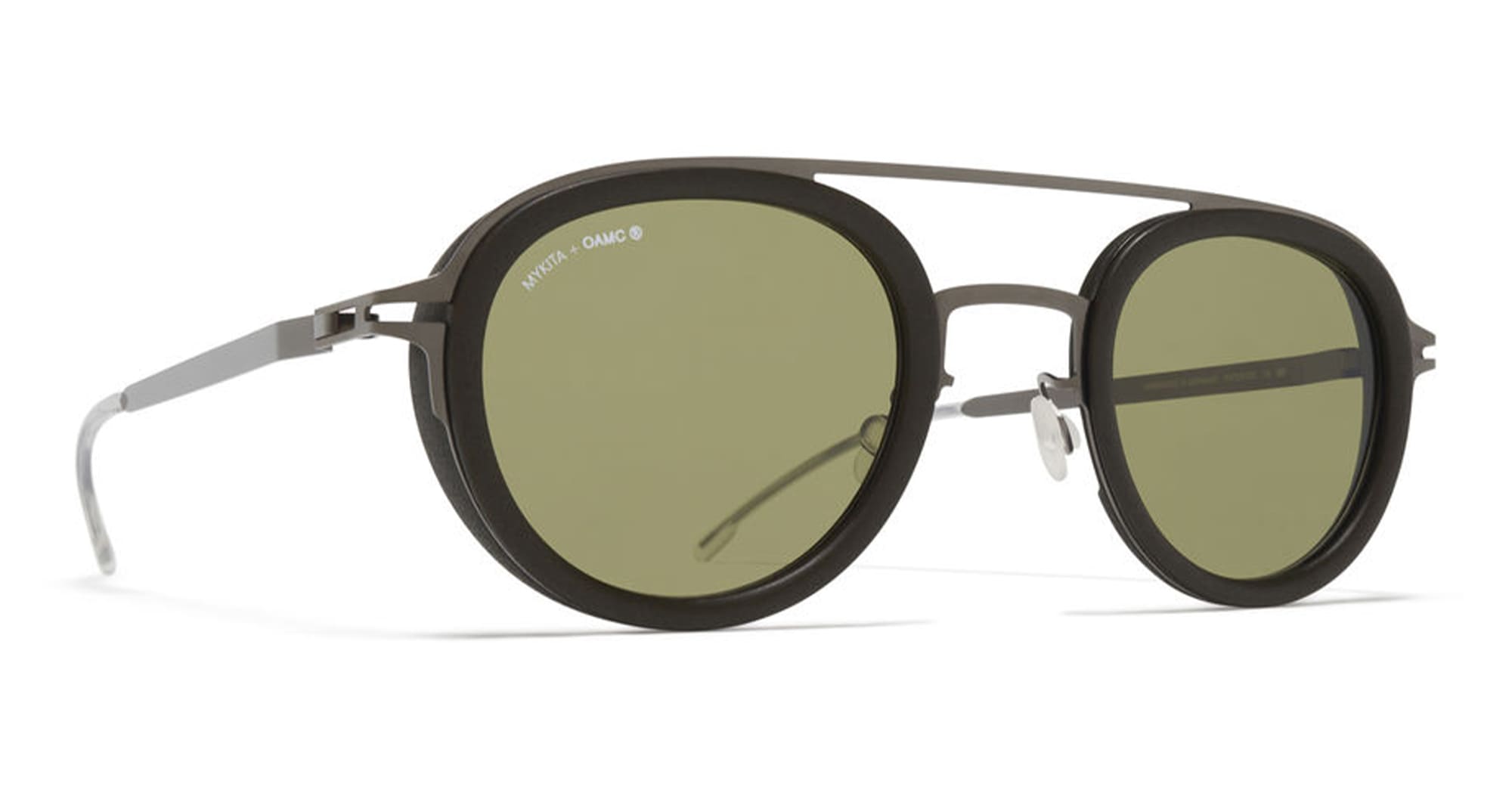 Ottica Mondello Roma - Mykita - 10089968 - GRUNT - MH78 Safari green / shiny graphite - stainless steel - shape Pilot - Black - EYEWEAR - SUNGLASSES - Unisex,Uomo,Donna,Women,Men - lens Green - Made In Germany