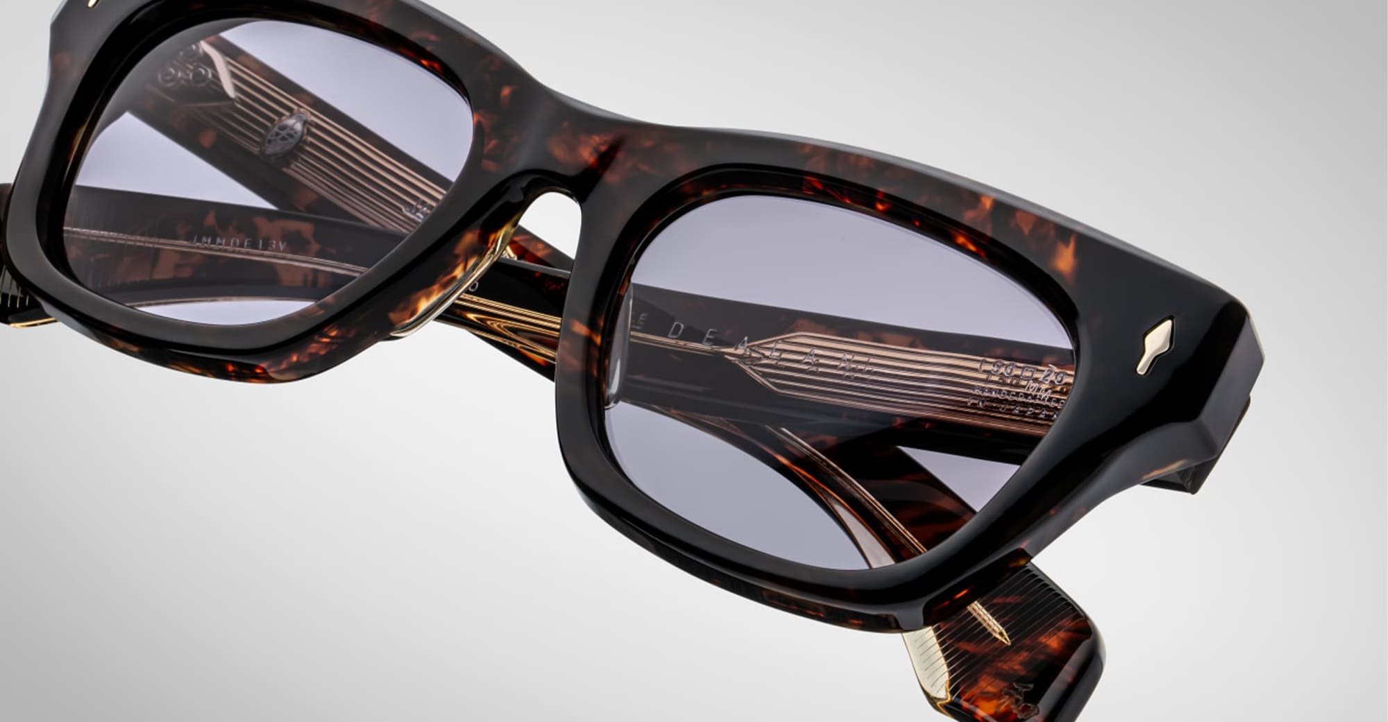 Ottica Mondello Roma - Jacques Marie Mage - JMMDE-13V  - DEALAN - BEAU - Acetate - shape Squared - Tortoise - EYEWEAR - SUNGLASSES - Unisex,Uomo,Donna,Women,Men - lens Blue - Made In Japan