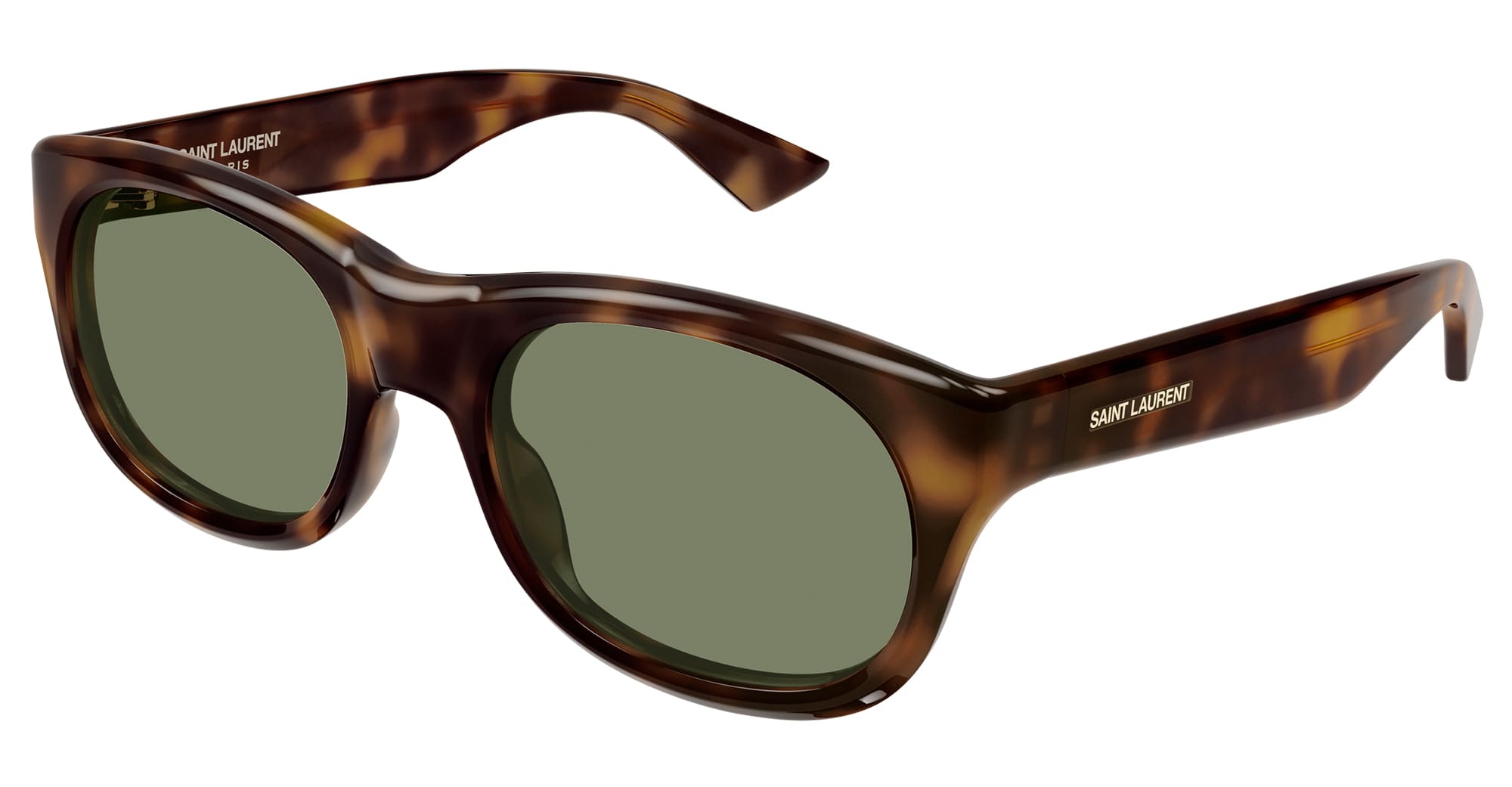 Ottica Mondello Roma - Saint Laurent - SL 815 ROMY-002 - SL 815 ROMY-002 - HAVANA - Acetate - shape Round - Black - EYEWEAR - SUNGLASSES - Donna,Women - lens Green - Made In Italy