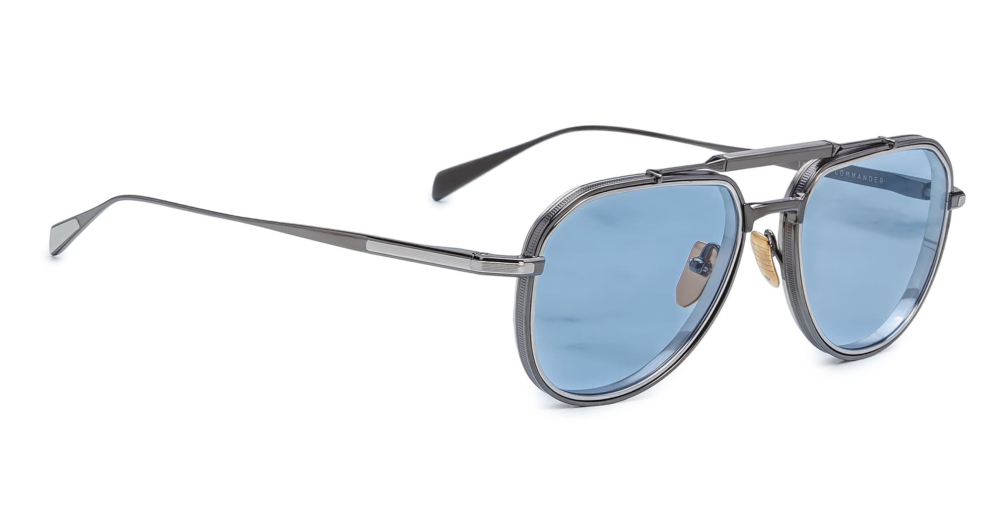 Ottica Mondello Roma - Jacques Marie Mage - JMMMD-2H - COMMANDER - ANTIQUE SILVER - Titanium - shape Pilot - Silver - EYEWEAR - SUNGLASSES - Unisex,Uomo,Donna,Women,Men - lens Blue - Made In Japan