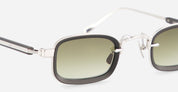 Ottica Mondello Roma - Sato - Canicula-P-B-1 - CANICULA - PLATINUM / MATTE BLACK - Acetate, titanium - shape Rectangular - silver, black - EYEWEAR - SUNGLASSES - Unisex,Uomo,Donna,Women,Men - lens Gradient green - Made In Japan