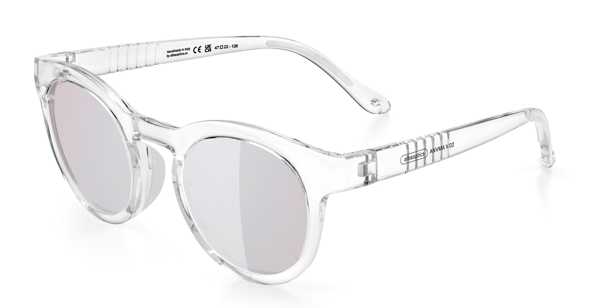 Ottica Mondello Roma - Alba Optics - 8050054517223 - ANVMA V.02 - CRYSTAL GLOSSY / VZUM ALU - Tr90 - shape Panto - Crystal - EYEWEAR - SUNGLASSES - Unisex,Uomo,Donna,Women,Men - lens Grey - Made In Italy