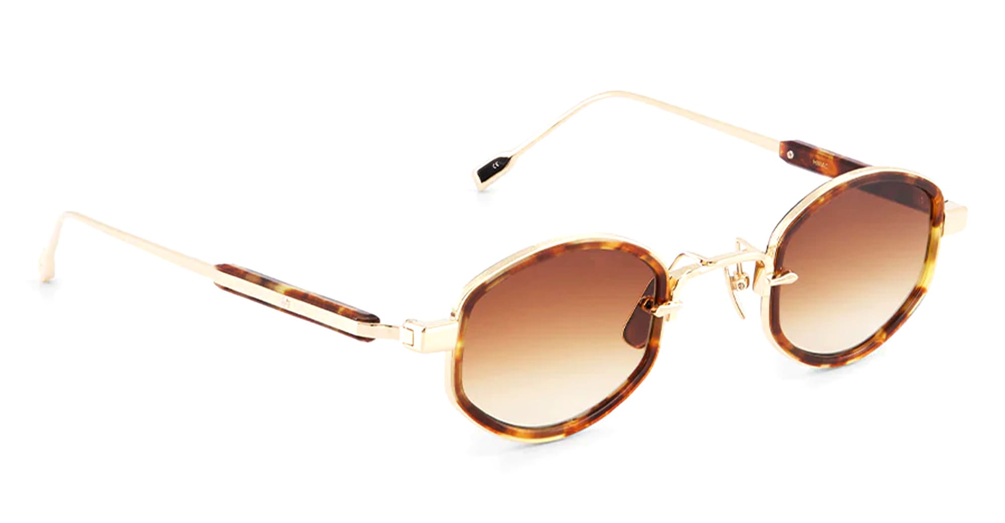  TORTOISE - Acetate, titanium - shape Oval - gold, tortoise - EYEWEAR - SUNGLASSES - Unisex,Uomo,Donna,Women,Men - lens Gradient brown - Made In Japan