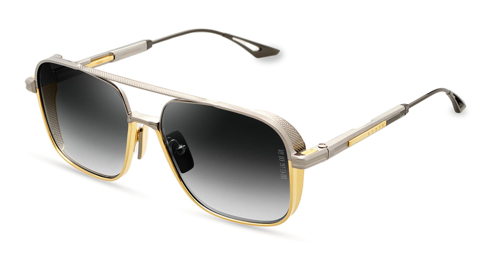 Ottica Mondello Roma - DITA - DES011-A-03 - EPILUXURY 11 - BLACK PALLADIUM / 22K YELLOW GOLD - Acetate, titanium - shape Navigator - Black, gold - EYEWEAR - SUNGLASSES - Uomo,Men - lens Gradient grey - Made In Japan