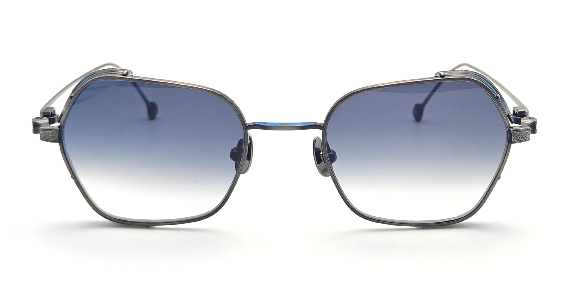 Ottica Mondello Roma - Matsuda - M3153.SG.AS.49 - M3153 - ANTIQUE SILVER / BLUE GREY GRADIENT - Titanium - shape Squared - Silver - EYEWEAR - SUNGLASSES - Unisex,Uomo,Donna,Women,Men - lens Gradient blue - Made In Japan