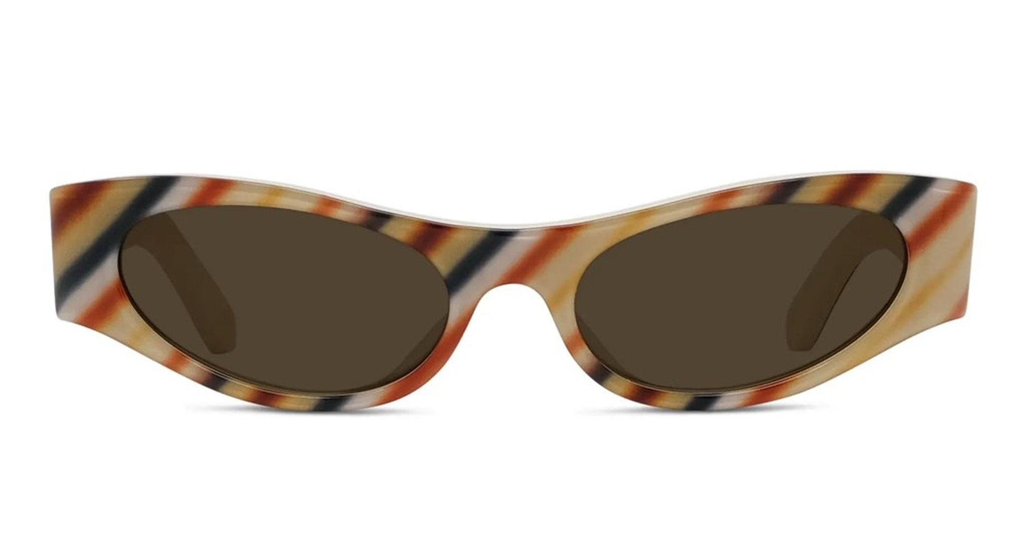 Ottica Mondello Roma - Loewe - LW40195U5139E - SIGNATURE BROWN STRIPED RECTANGULAR SUNGLASSES - Acetate - shape Rectangular - brown - EYEWEAR - SUNGLASSES - Donna,Women - lens Brown - Made In Italy