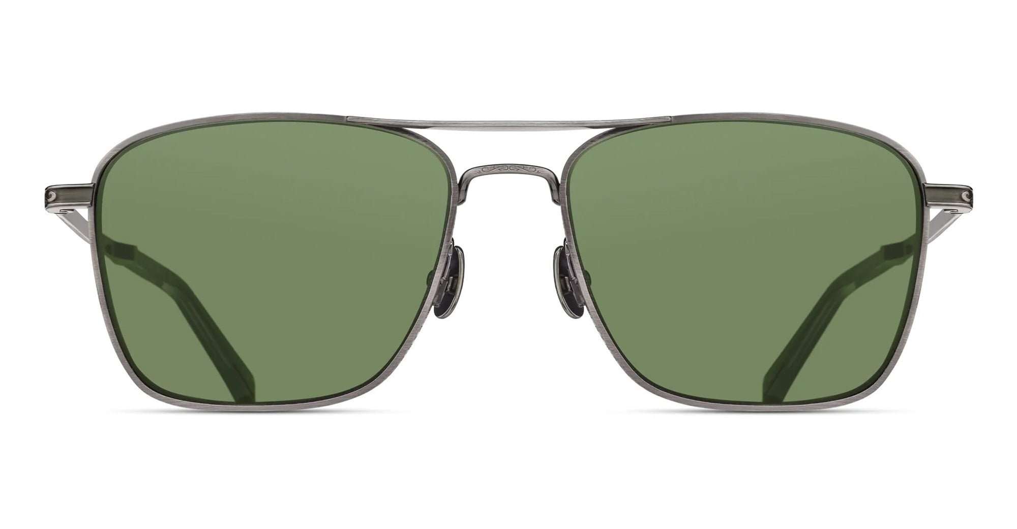 SAGE GREEN - Titanium - shape Navigator - Silver - EYEWEAR - SUNGLASSES - Unisex,Uomo,Donna,Women,Men - lens Green - Made In Japan
