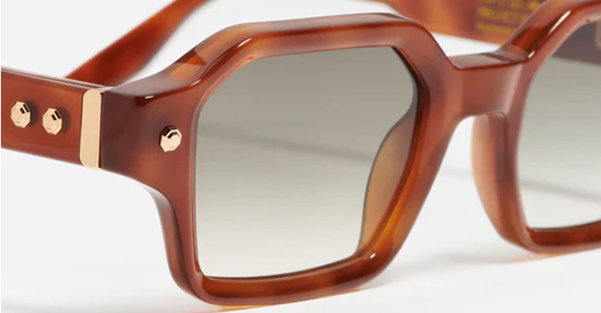 Ottica Mondello Roma - John Dalia - P09-C123 - PROJECT 09 -  C123 Cognac / Rose Gold - Acetate - shape Rectangular - brown - EYEWEAR - SUNGLASSES - Unisex,Uomo,Donna,Women,Men - lens Gradient green - Made In France