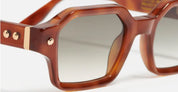 Ottica Mondello Roma - John Dalia - P09-C123 - PROJECT 09 -  C123 Cognac / Rose Gold - Acetate - shape Rectangular - brown - EYEWEAR - SUNGLASSES - Unisex,Uomo,Donna,Women,Men - lens Gradient green - Made In France