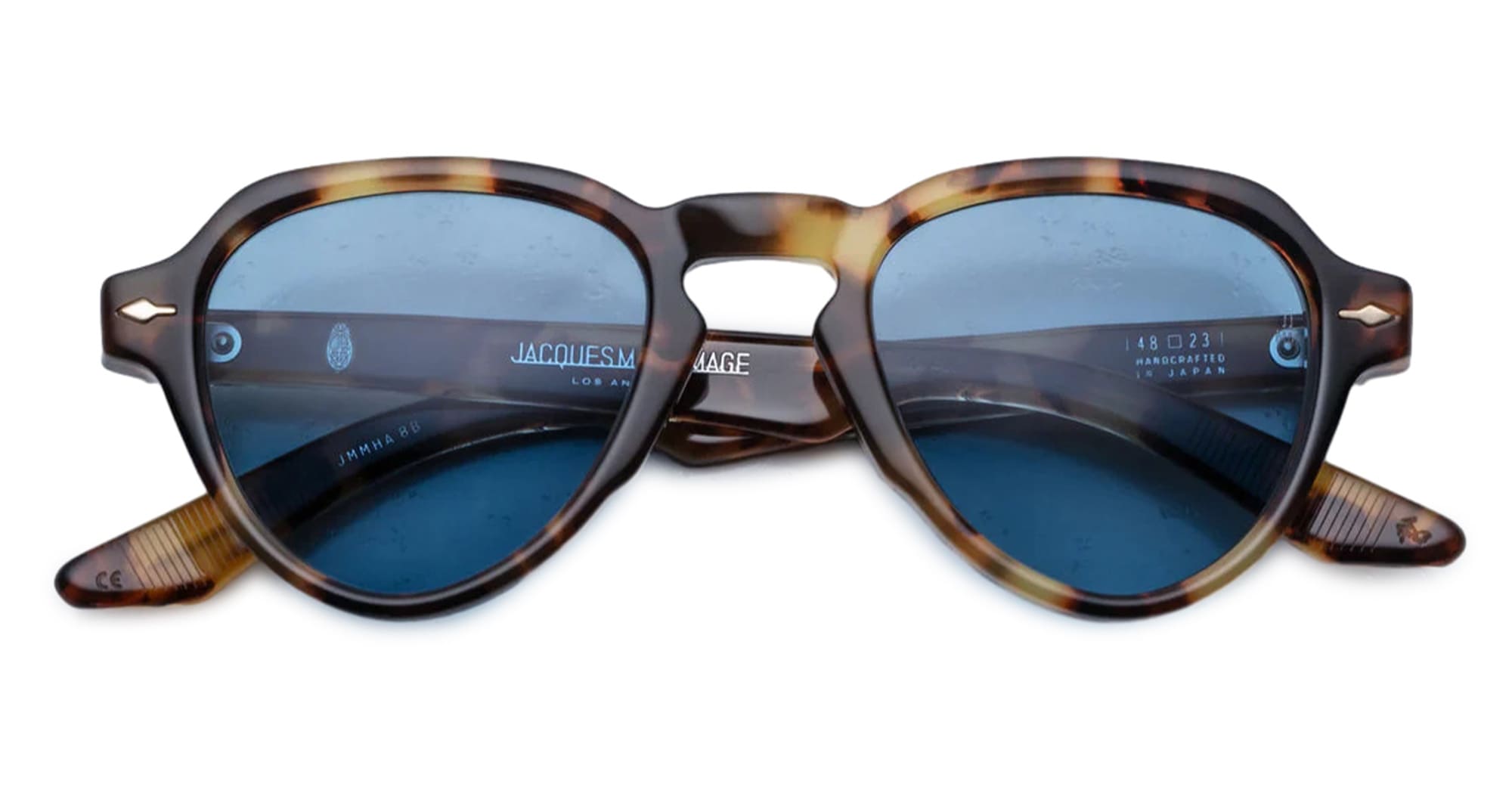 Ottica Mondello Roma - Jacques Marie Mage - JMMHA-8B - HATFIELD - HAVANA 8 - Acetate - shape Aviator - Havana - EYEWEAR - SUNGLASSES - Uomo,Men - lens Blue - Made In Japan
