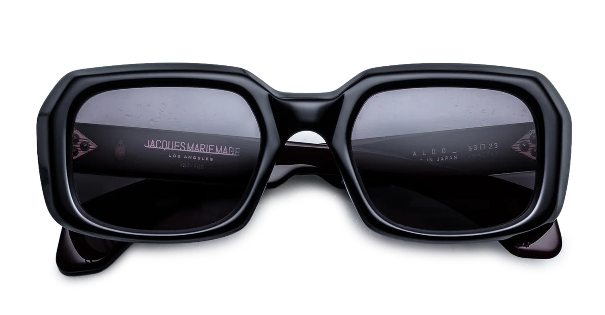 Ottica Mondello Roma - Jacques Marie Mage - JMMLD-6P - ALDO - BLOODSTONE - Acetate - shape Squared - Black, Red - EYEWEAR - SUNGLASSES - Unisex,Uomo,Donna,Women,Men - lens Grey - Made In Japan