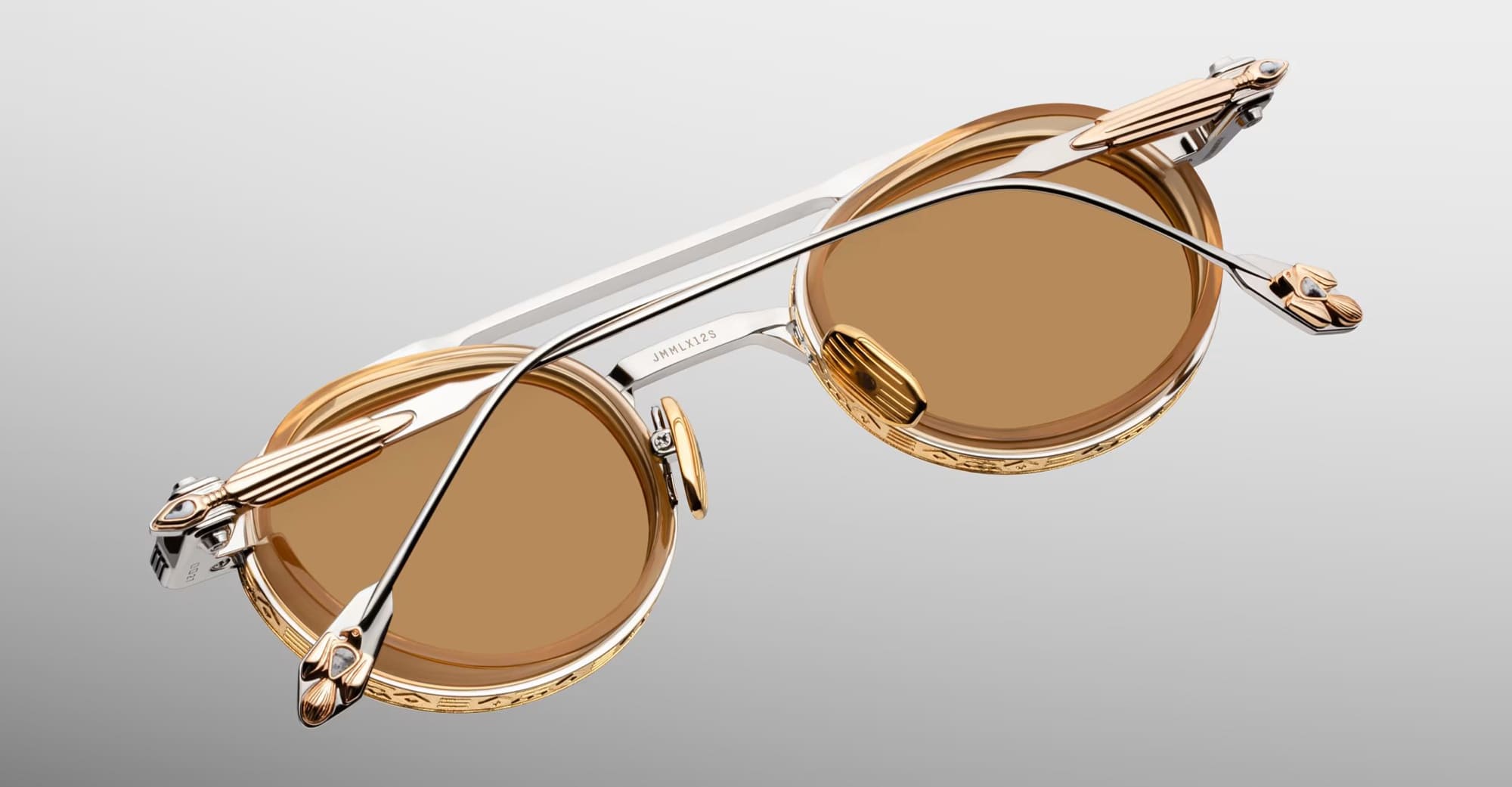 Ottica Mondello Roma - Jacques Marie Mage - JMMLX-12S - LAST FRONTIER VII - LIVINGSTONE - ELECTRUM - Titanium - shape Round - Gold - EYEWEAR - SUNGLASSES - Unisex,Uomo,Donna,Women,Men - lens orange - Made In Japan