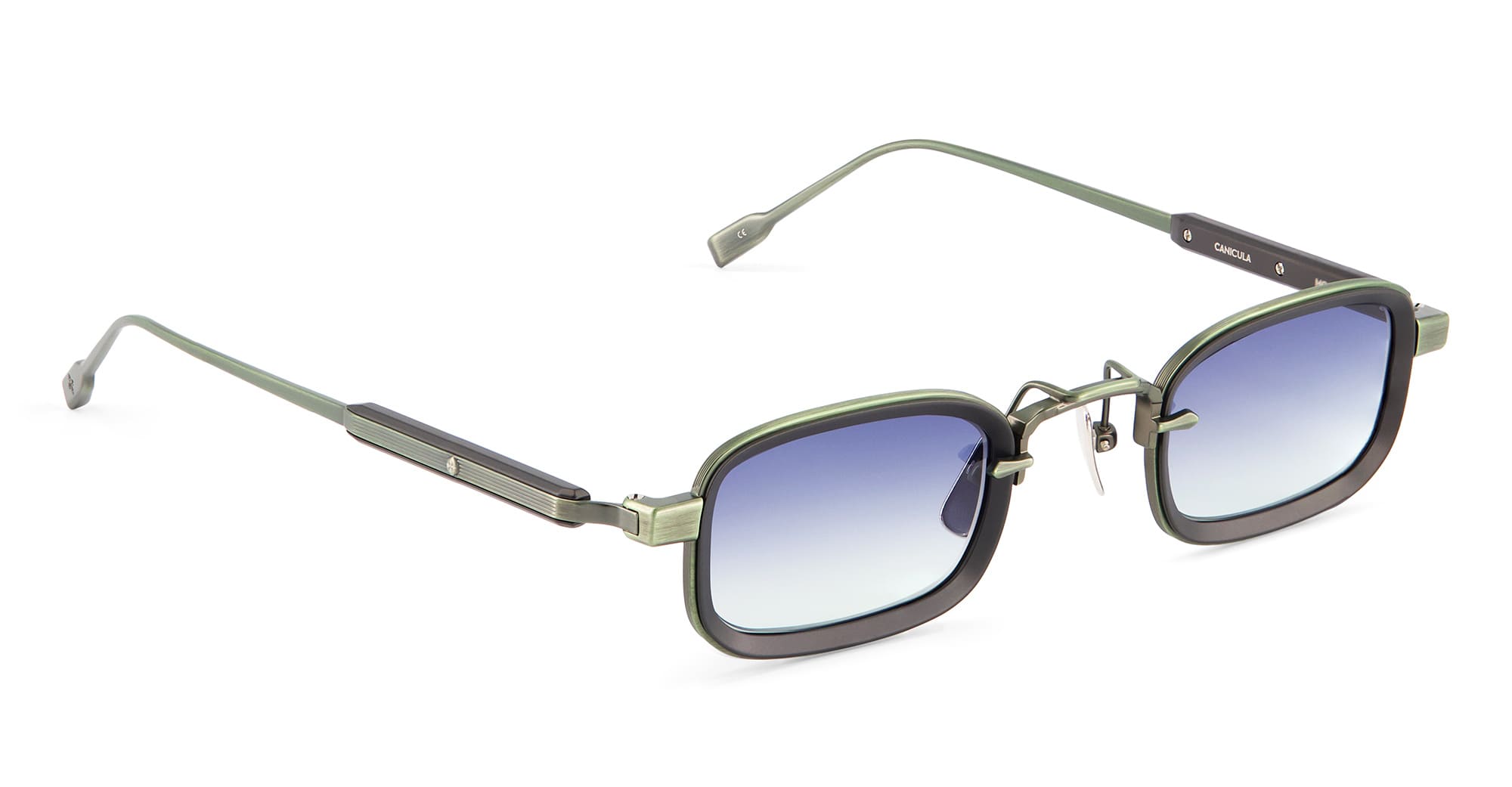  MATT BLACK - Acetate, titanium - shape Rectangular - green - EYEWEAR - SUNGLASSES - Unisex,Uomo,Donna,Women,Men - lens Gradient green - Made In Japan