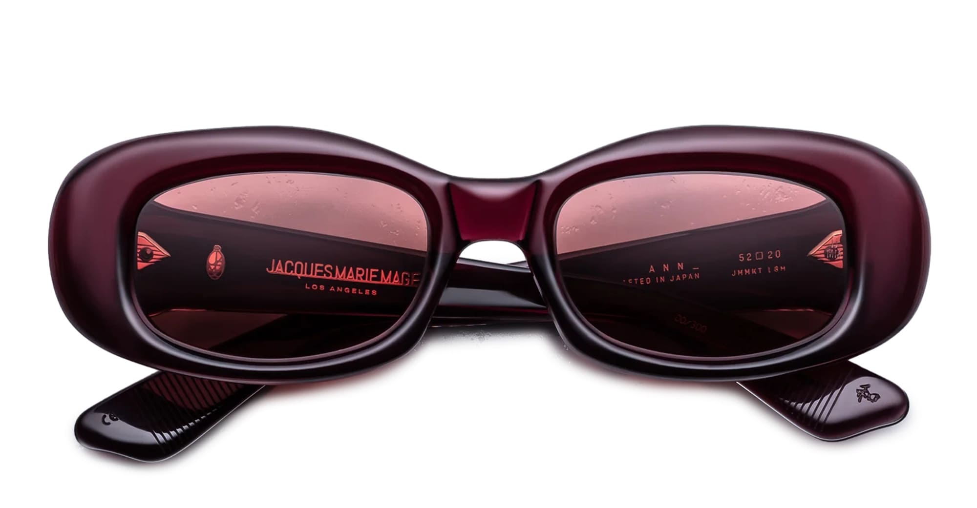 Ottica Mondello Roma - Jacques Marie Mage - JMMKT-18M - ANN - AMARENA - Acetate - shape Oval - red - EYEWEAR - SUNGLASSES - Unisex,Uomo,Donna,Women,Men - lens red - Made In Japan