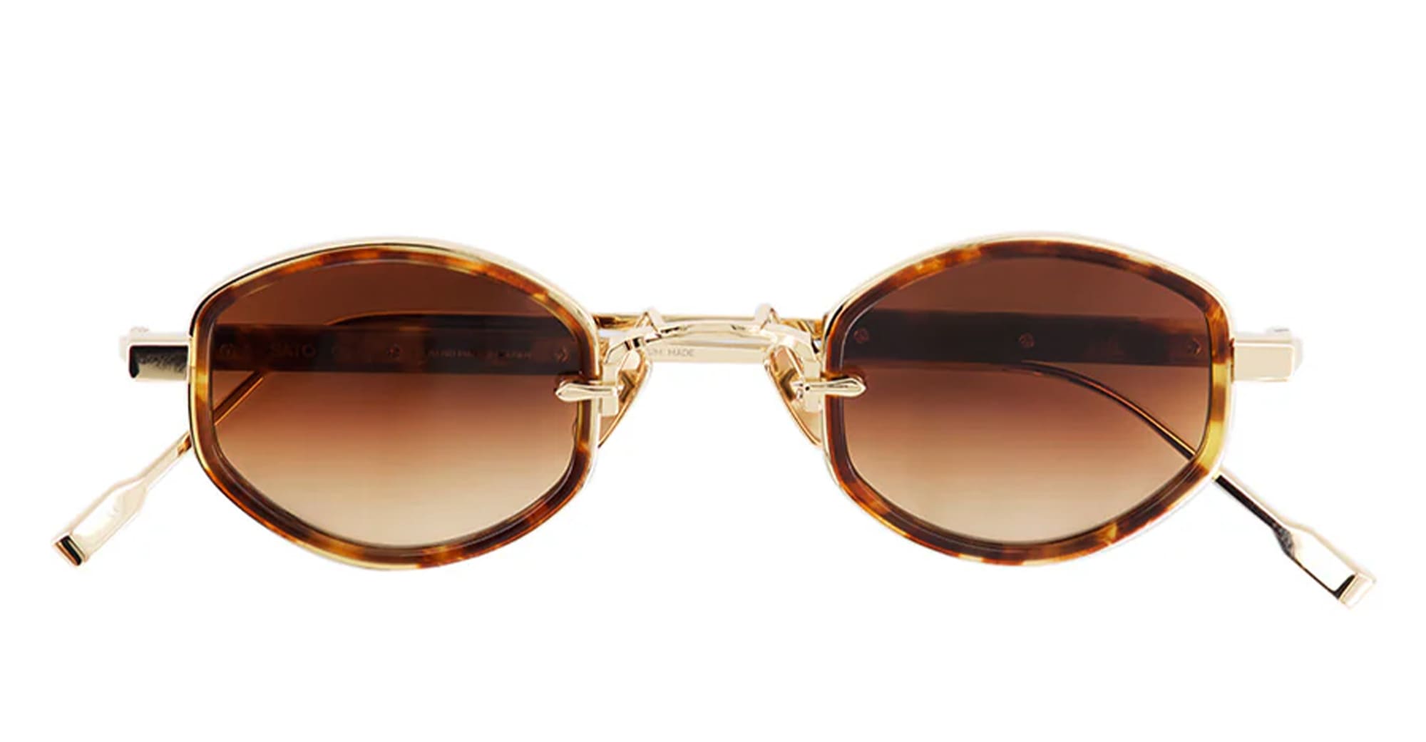  TORTOISE - Acetate, titanium - shape Oval - gold, tortoise - EYEWEAR - SUNGLASSES - Unisex,Uomo,Donna,Women,Men - lens Gradient brown - Made In Japan