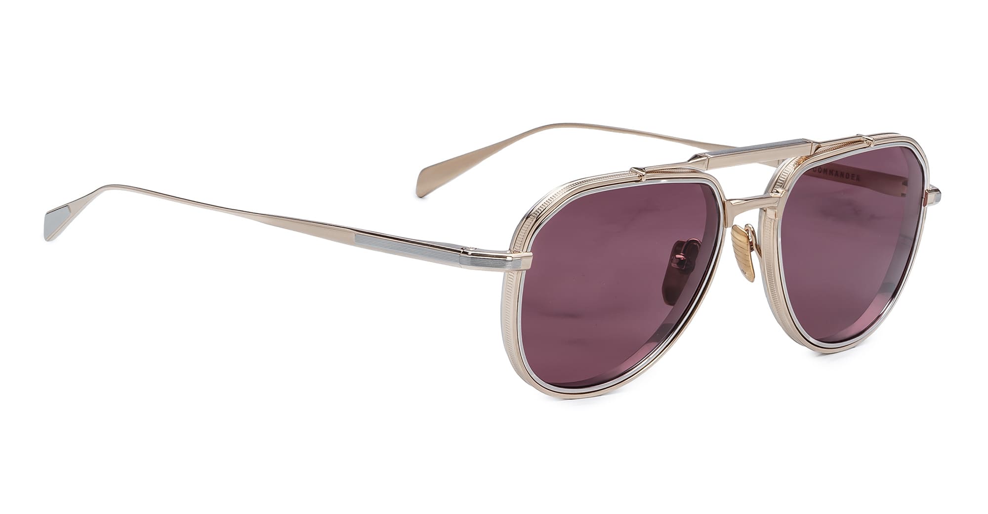 Ottica Mondello Roma - Jacques Marie Mage - JMMMD-22 - COMMANDER - CHAMPAGNE - Titanium - shape Pilot - Gold - EYEWEAR - SUNGLASSES - Unisex,Uomo,Donna,Women,Men - lens burgundy - Made In Japan