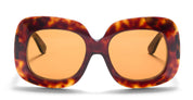 Ottica Mondello Roma - Valentino - VLS-180C-59 - VLS-180C - DARK HAVANA / V-LIGHT GOLD - Acetate - shape Squared - havana, gold - EYEWEAR - SUNGLASSES - Donna,Women - lens orange - Made In Japan