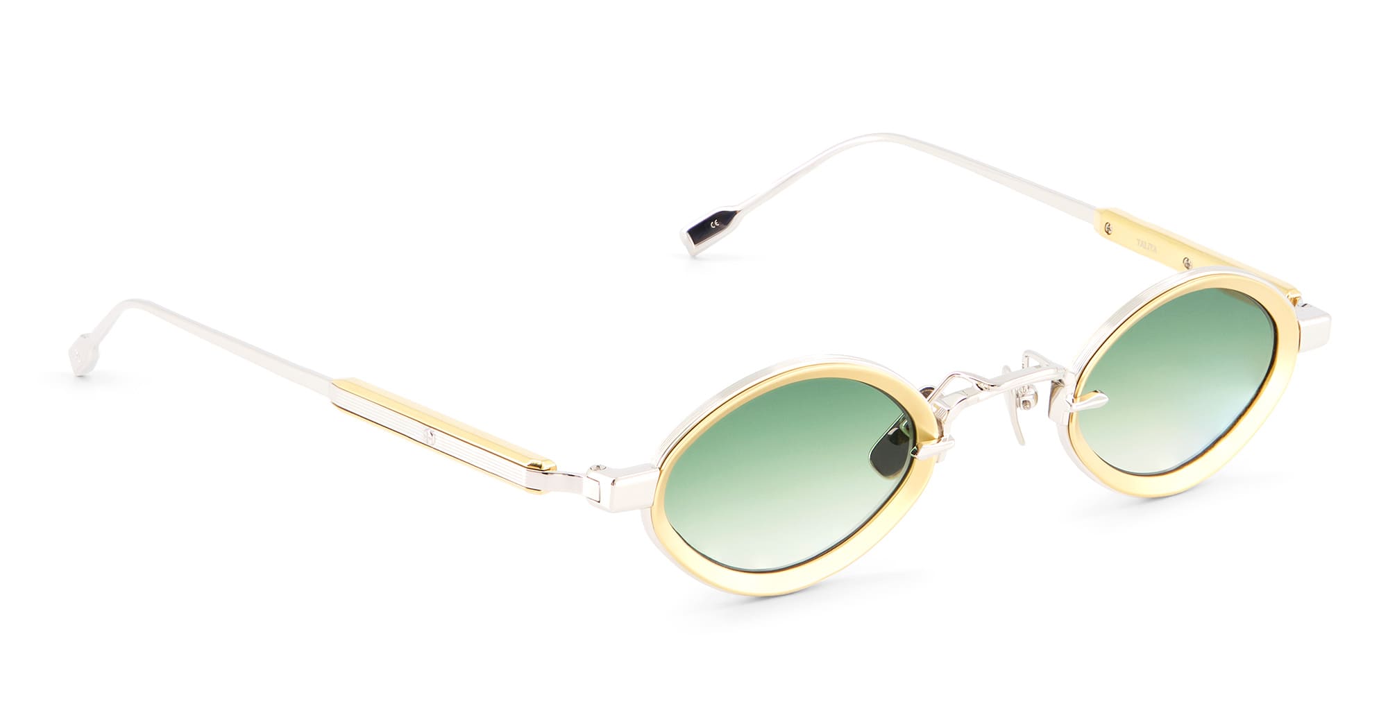 Ottica Mondello Roma - Sato - Talita-P-YG-1 - TALITA - PLATINUM / YELLOW GOLD - Acetate, titanium - shape Oval - silver, gold - EYEWEAR - SUNGLASSES - Unisex,Uomo,Donna,Women,Men - lens Gradient green - Made In Japan
